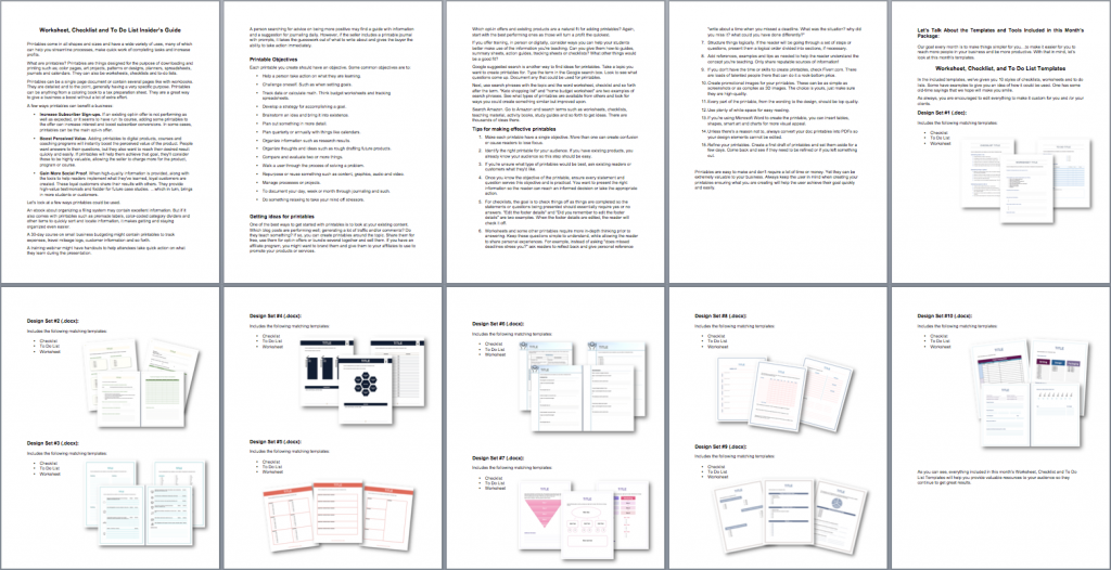 PLR Worksheets & To Do Lists